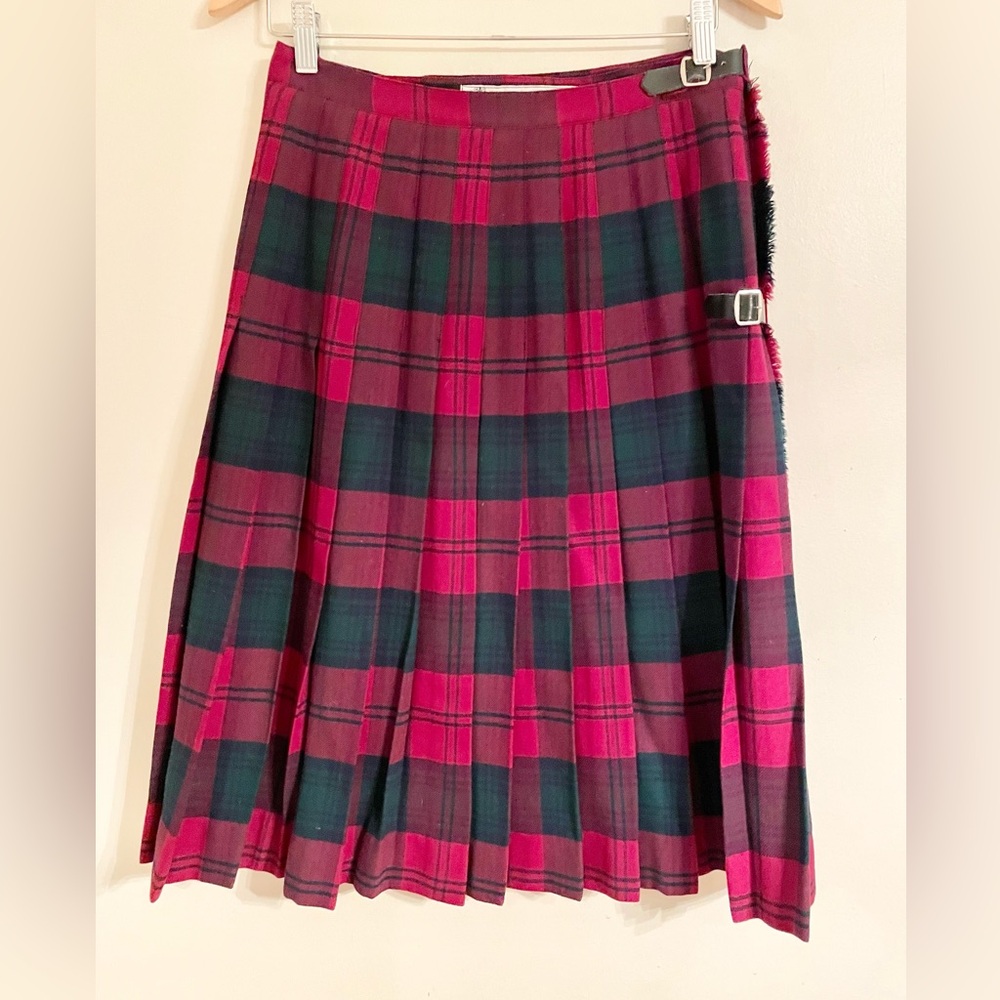 100% Scottish Wool Kinloch Anderson Classic Vintage Kilted skirt Size 16 - EUC